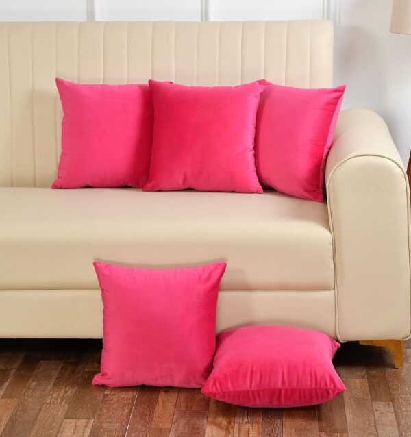 Plain Velvet Cushion Covers 5 pic,s set - Image 7