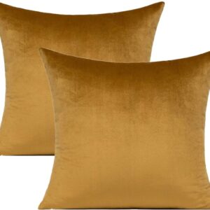 Golden 16x16" Plain Velvet Cushion Covers