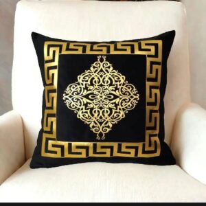 16"×16" Luxury Velvet Cushion Cover with Laser Cut Appliqué (Without Filling)