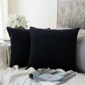 Black 16x16" Plain Velvet Cushion Covers
