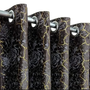 Chocolate Golden Sparkle Textured Curtains
