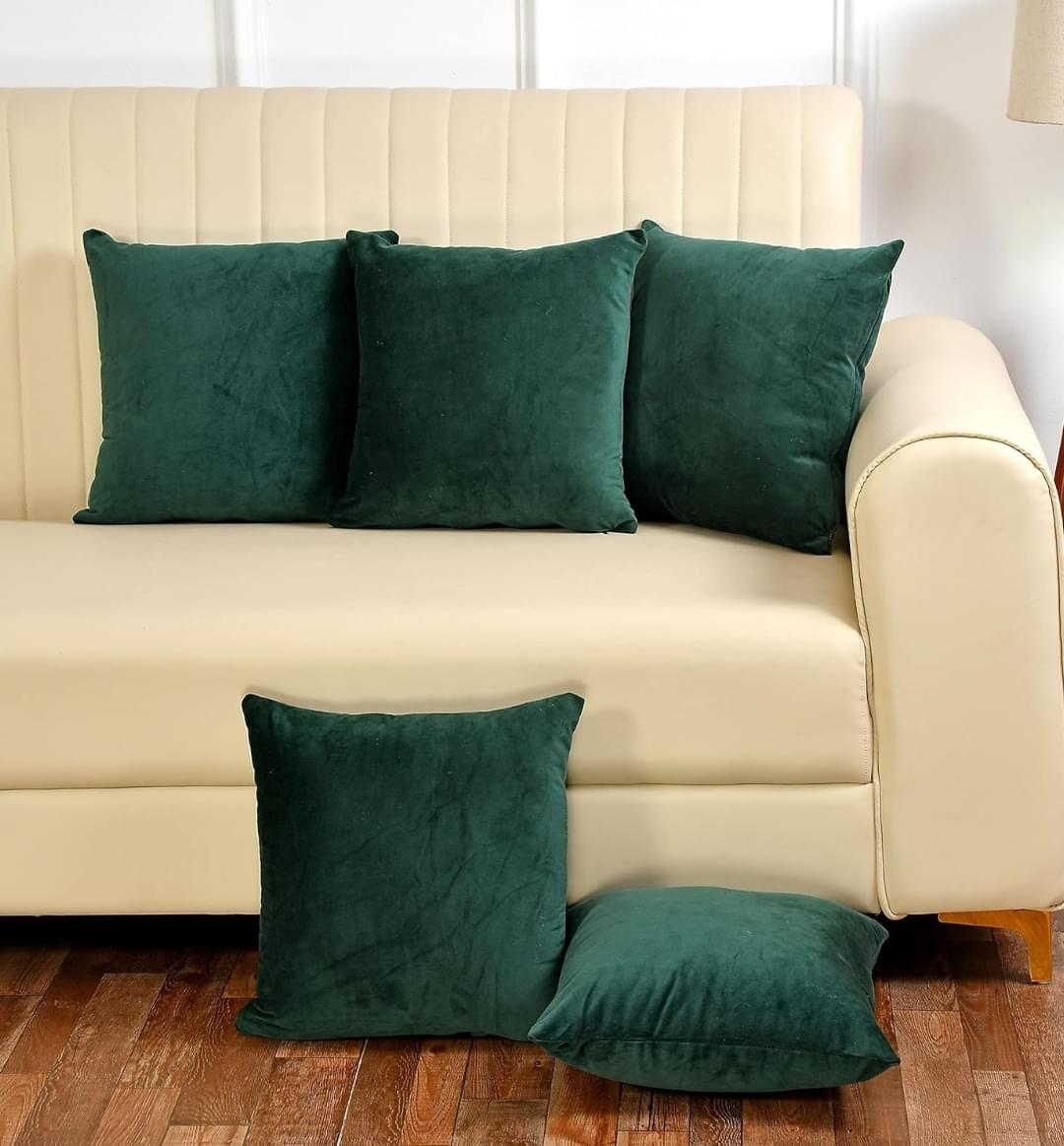 Plain Velvet Cushion Covers 5 pic,s set - Image 5
