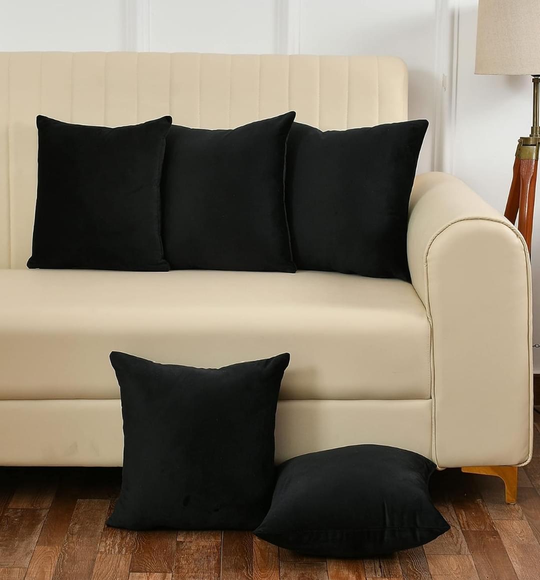Plain Velvet Cushion Covers 5 pic,s set - Image 11