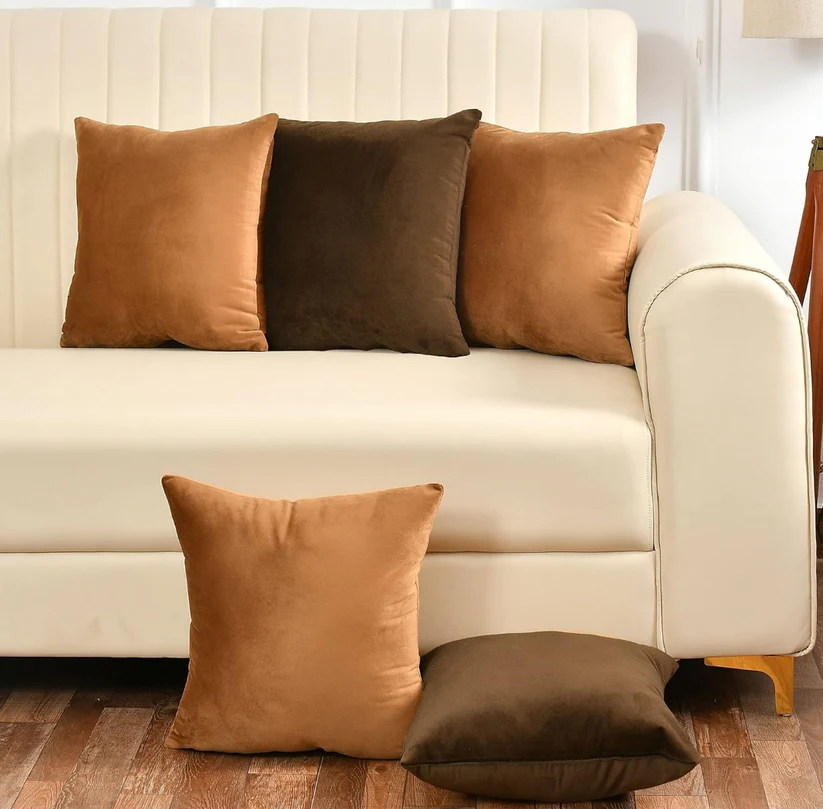 Pack Of 5 Plain Velvet Cushion Covers