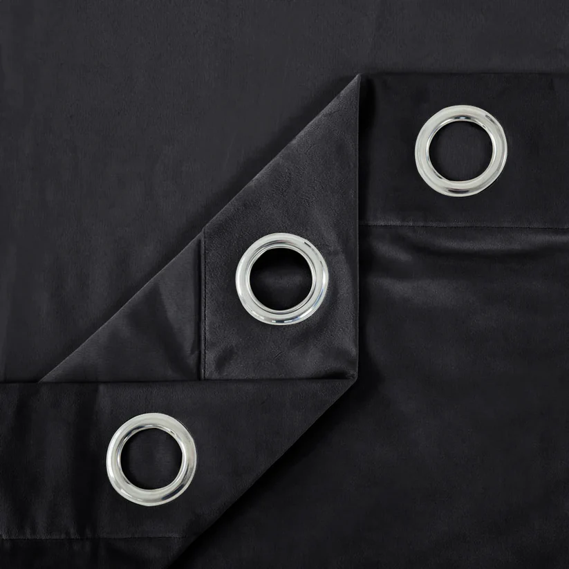 Black Plain Velvet Curtains(Two panels) - Image 3