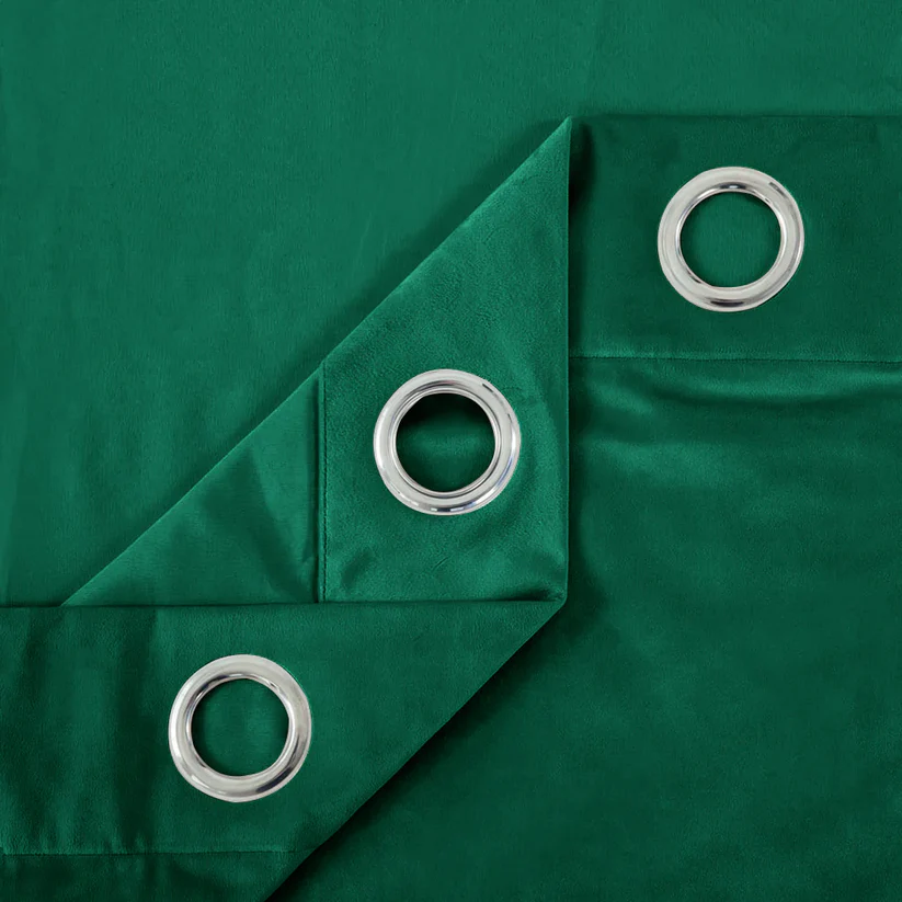 Green Plain Velvet Curtains(Two panels) - Image 3