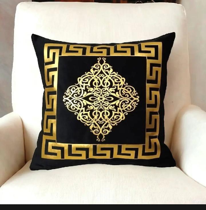 16"×16" Luxury Velvet Cushion Cover with Laser Cut Appliqué (Without Filling)