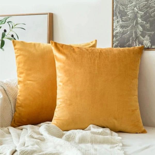 Yellow 16x16" Plain Velvet Cushion Covers