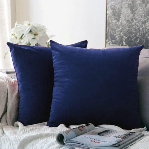 Blue 16x16" Plain Velvet Cushion Covers