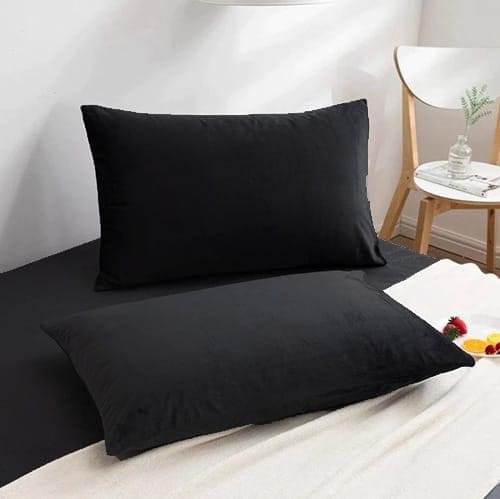 Black Velvet Fabric Plan Pillow Cover 2 PCs