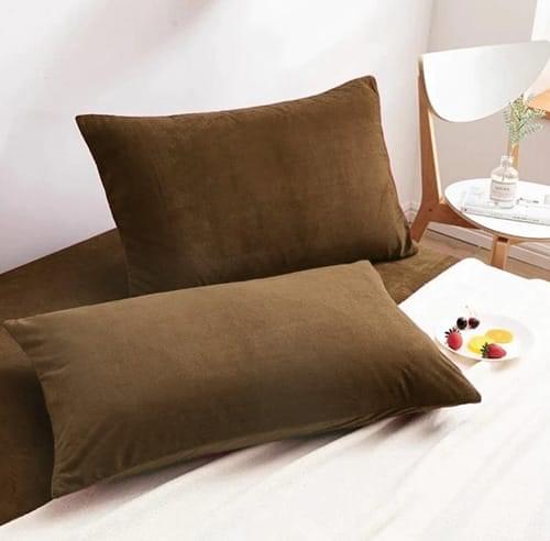 Chocolate Velvet Fabric Plan Pillow Cover 2 PCs