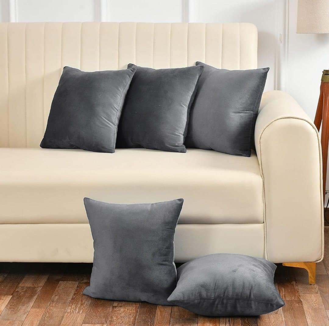 Plain Velvet Cushion Covers 5 pic,s set - Image 9