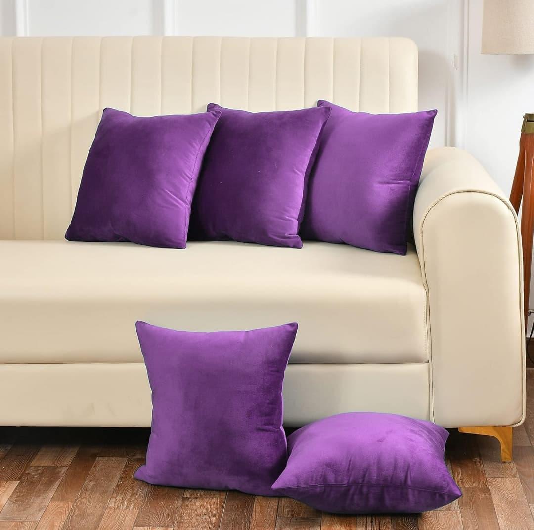 Plain Velvet Cushion Covers 5 pic,s set - Image 10
